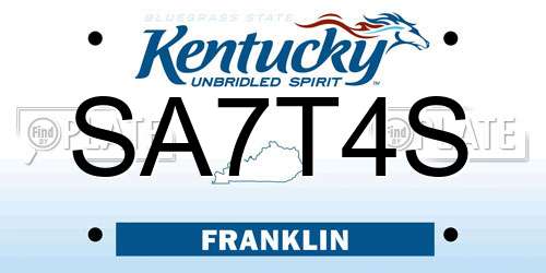 SA7T4S Kentucky License Plate