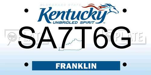 SA7T6G Kentucky License Plate