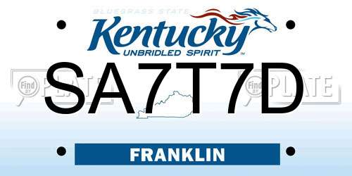 SA7T7D Kentucky License Plate