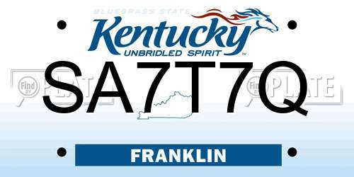 SA7T7Q Kentucky License Plate