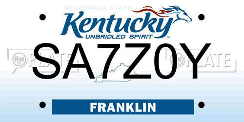 SA7Z0Y Kentucky License Plate