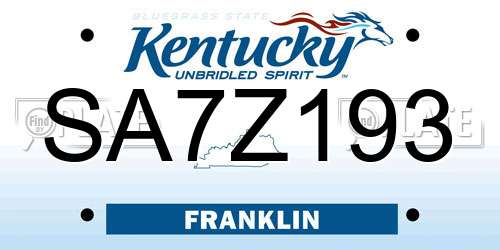 SA7Z193 Kentucky License Plate