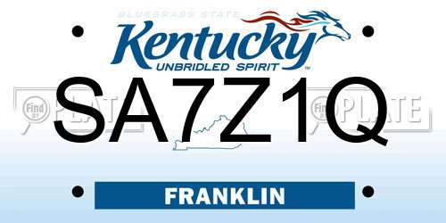 SA7Z1Q Kentucky License Plate