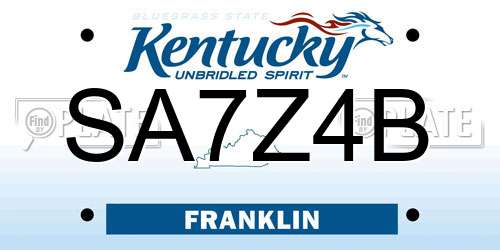 SA7Z4B Kentucky License Plate