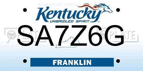 SA7Z6G Kentucky License Plate