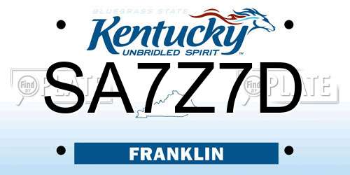 SA7Z7D Kentucky License Plate
