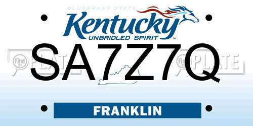 SA7Z7Q Kentucky License Plate