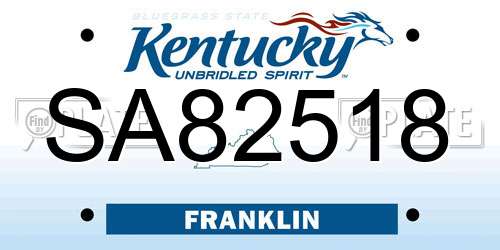 SA82518 Kentucky License Plate