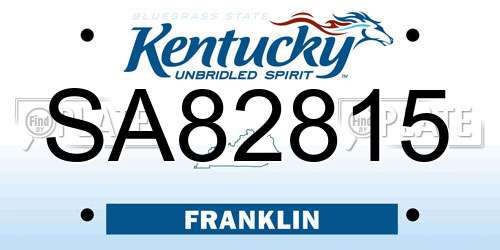 SA82815 Kentucky License Plate