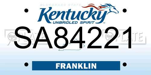 SA84221 Kentucky License Plate