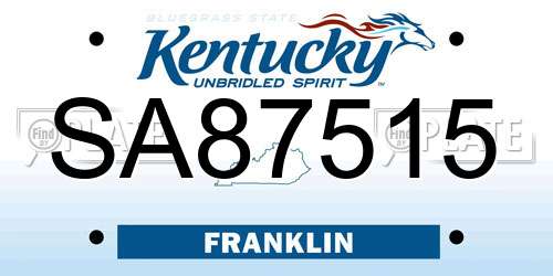SA87515 Kentucky License Plate