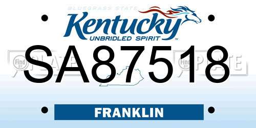 SA87518 Kentucky License Plate