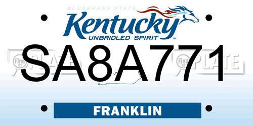 SA8A771 Kentucky License Plate