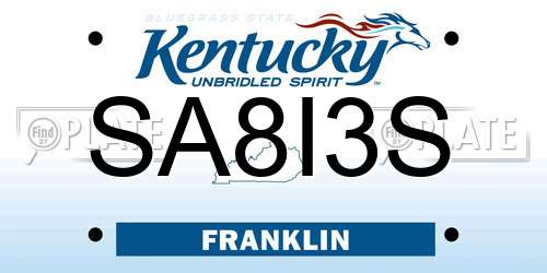 SA8I3S Kentucky License Plate