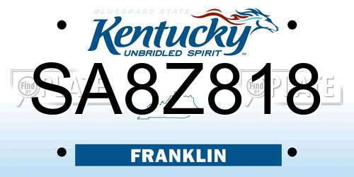 SA8Z818 Kentucky License Plate