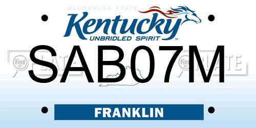 SAB07M Kentucky License Plate