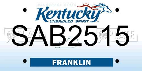 SAB2515 Kentucky License Plate