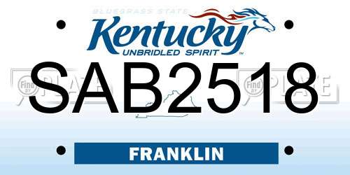 SAB2518 Kentucky License Plate