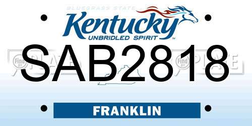 SAB2818 Kentucky License Plate