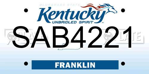 SAB4221 Kentucky License Plate