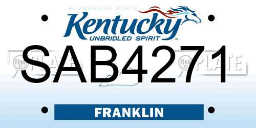 SAB4271 Kentucky License Plate