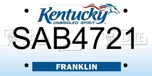 SAB4721 Kentucky License Plate