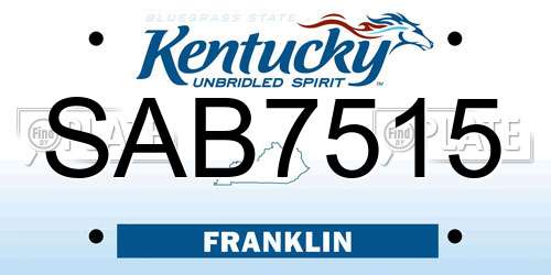 SAB7515 Kentucky License Plate