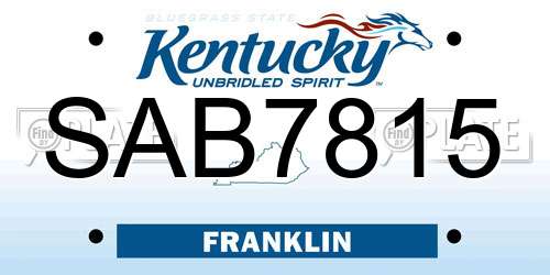 SAB7815 Kentucky License Plate