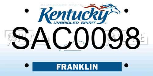 SAC0098 Kentucky License Plate