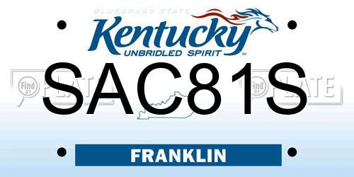 SAC81S Kentucky License Plate