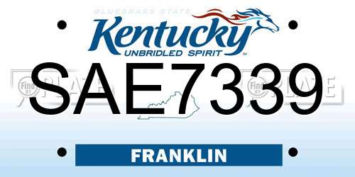 SAE7339 Kentucky License Plate