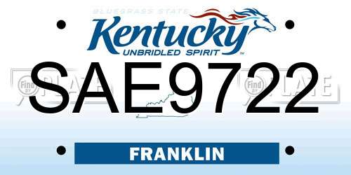 SAE9722 Kentucky License Plate