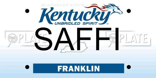SAFFI Kentucky License Plate