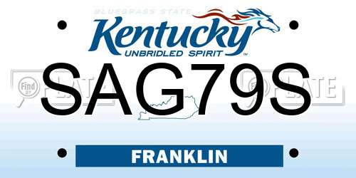 SAG79S Kentucky License Plate
