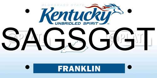 SAGSGGT Kentucky License Plate