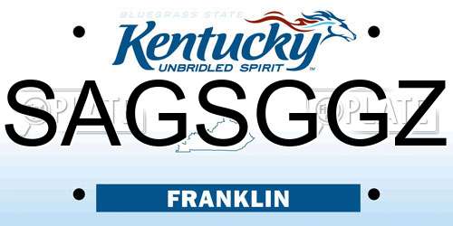 SAGSGGZ Kentucky License Plate