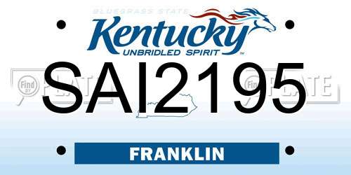 SAI2195 Kentucky License Plate