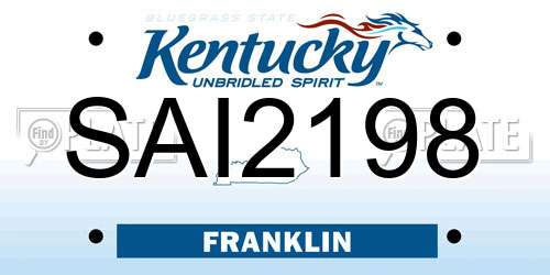 SAI2198 Kentucky License Plate