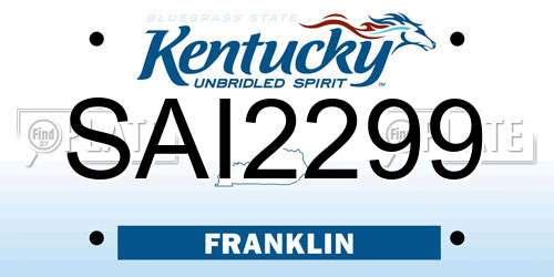 SAI2299 Kentucky License Plate