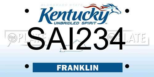 SAI234 Kentucky License Plate