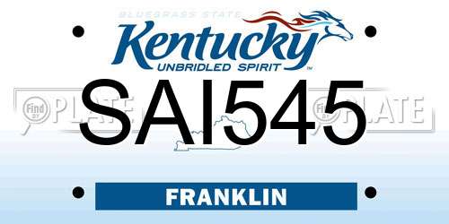 SAI545 Kentucky License Plate