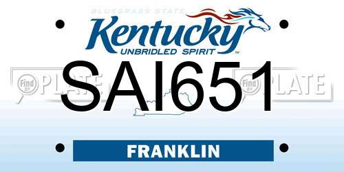SAI651 Kentucky License Plate