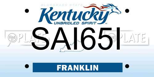 SAI65I Kentucky License Plate