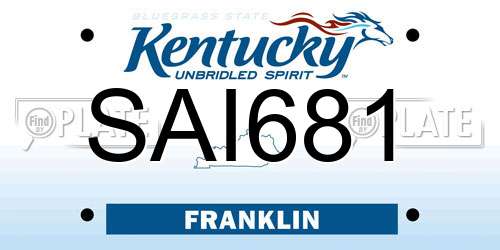 SAI681 Kentucky License Plate