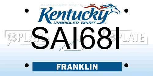 SAI68I Kentucky License Plate