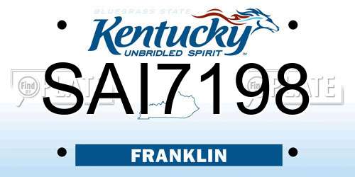 SAI7198 Kentucky License Plate