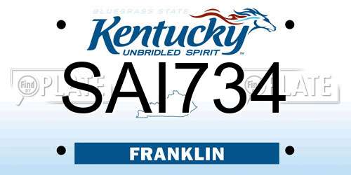 SAI734 Kentucky License Plate