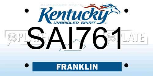 SAI761 Kentucky License Plate