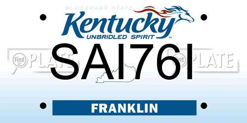 SAI76I Kentucky License Plate