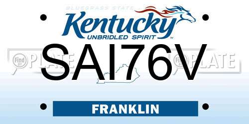 SAI76V Kentucky License Plate